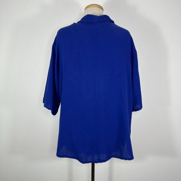 Oh My Gauze Size 2 Blue Cotton 2Pc Short Sleeve Buttons Blouse & Top Lagenlook - Picture 8 of 16